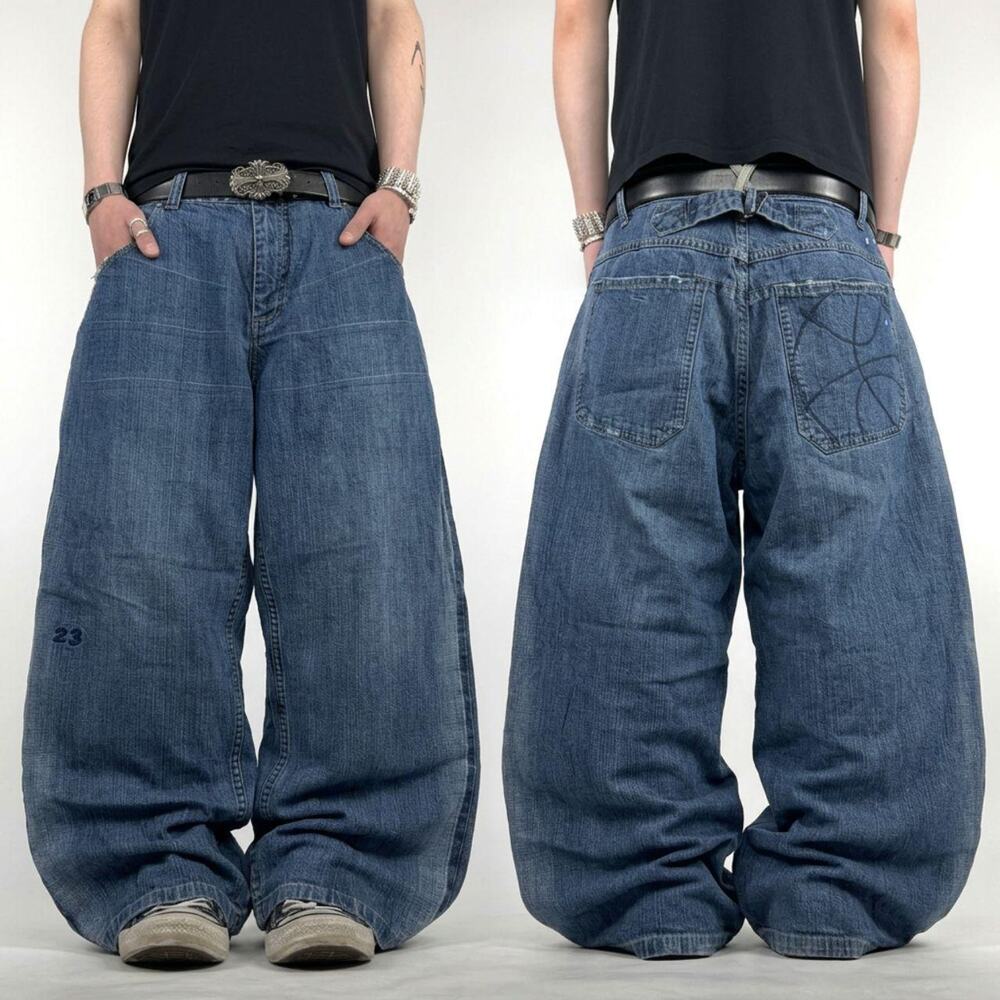 Vintage y2k grunge jordan archive baggy wide leg stonewash faded jeans